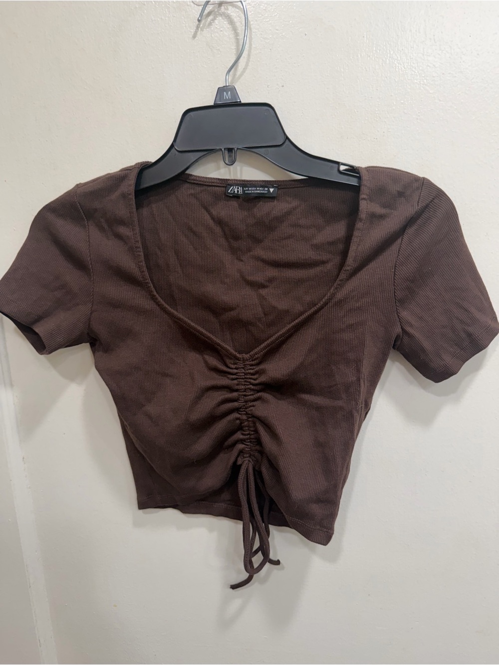 ❤️💜 FREE for $20! Zara Chocolate Brown Ruched Scoop Crop Top